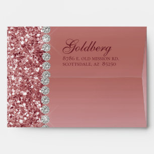 Rose Gold Glitter Bat Mitzvah Envelope