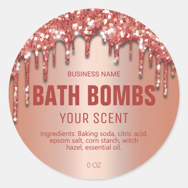 Rose Gold Glitter Bath Bomb Labels (Front)