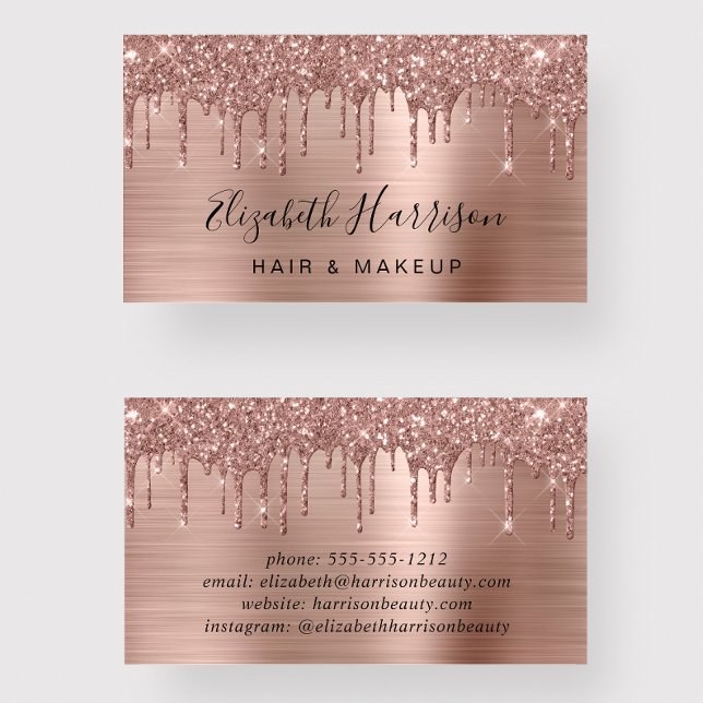 Rose Gold Glitter Beauty Business Card (Creator Uploaded)