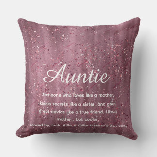 Rose Gold Glitter Best Ever Aunt Definition Person Throw Pillow