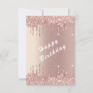 Rose Gold Glitter Birthday Card - Personalized