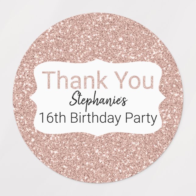 Rose Gold Glitter  Birthday Thank You (Design 1)