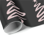 Rose Gold Glitter & Black Christmas Tree Pattern Wrapping Paper<br><div class="desc">Modern Christmas design in faux glitter and black.</div>