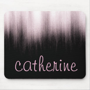 Rose Gold Glitter Black Faux Foil Glittery Mouse Pad