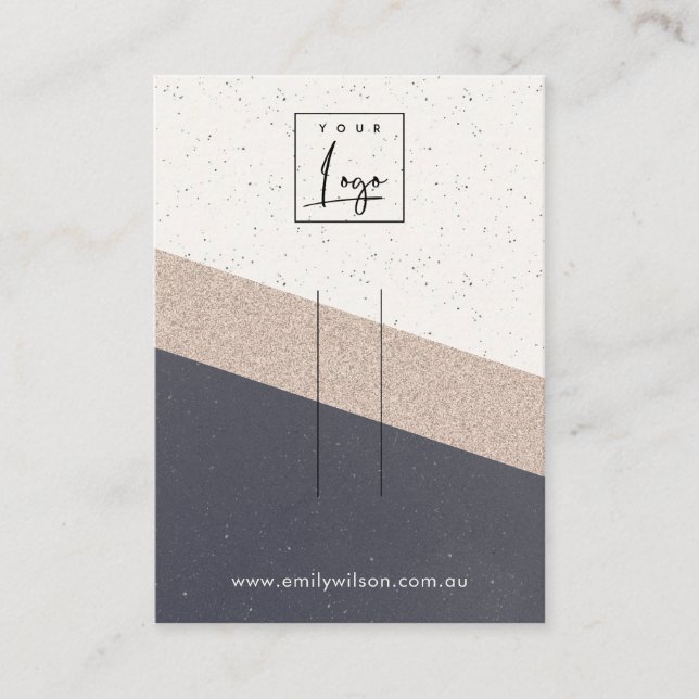 Rose Gold Glitter Black Hair Clip Display Logo Business Card (Front)