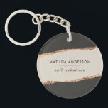 Rose gold glitter black modern elegant budget keychain<br><div class="desc">Modern budget elegant rose gold effect black and natural business packing and thank you favour gift tag.</div>