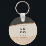 Rose gold glitter black modern elegant budget keychain<br><div class="desc">Modern budget elegant rose gold effect black and natural business packing and thank you favour gift key ring.</div>