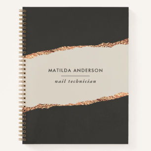Rose gold glitter black modern elegant budget notebook