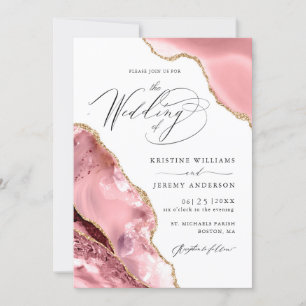 Rose Gold Glitter Black Script Luxury Wedding Invi Invitation