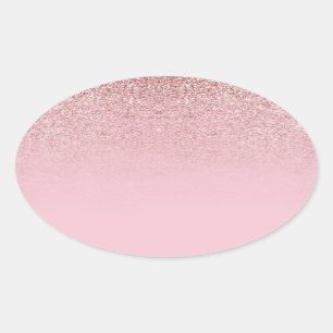 Rose Gold Glitter Blank Template Modern Elegant Oval Sticker