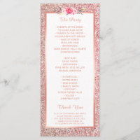 Personalized Wedding Thank You Card, Vintage Floral, Blush Pink, Ivory,  Gold Leaf (FAUX), Damask