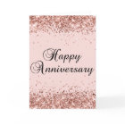 Rose Gold Glitter Blush Happy Anniversary