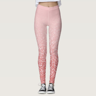 Rose Gold Glitter Blush Ombre Leggings