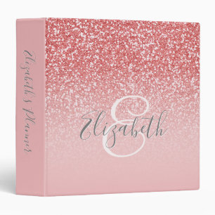 Rose Gold Glitter Blush Ombre Personalized Binder