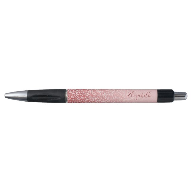 Rose Gold Glitter Blush Ombre Personalized Name Pen (Front)