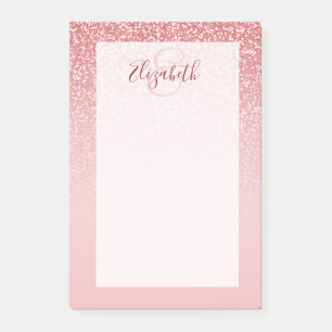 Rose Gold Glitter Blush Ombre Personalized Post-it Notes