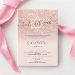 Rose gold glitter blush pink chic bat mitzvah invitation<br><div class="desc">Rose gold glitter pastel blush pink script calligraphy typography Bat Mitzvah party invitation .Perfect for a modern elegant party. Add your Hebrew Name.</div>