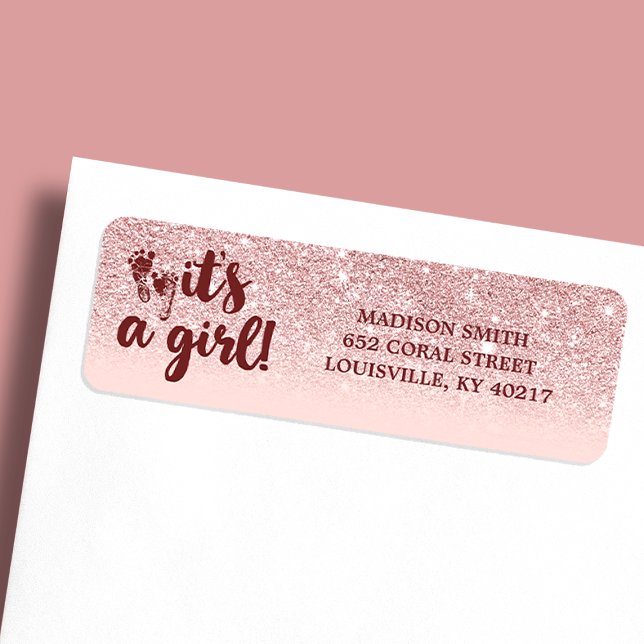 Rose Gold Glitter Blush Pink Ombre Its A Girl Baby (Creator Uploaded)