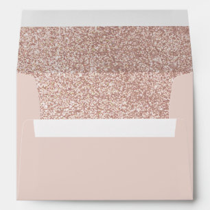 Rose Gold Glitter Blush Pink Return Address Envelope