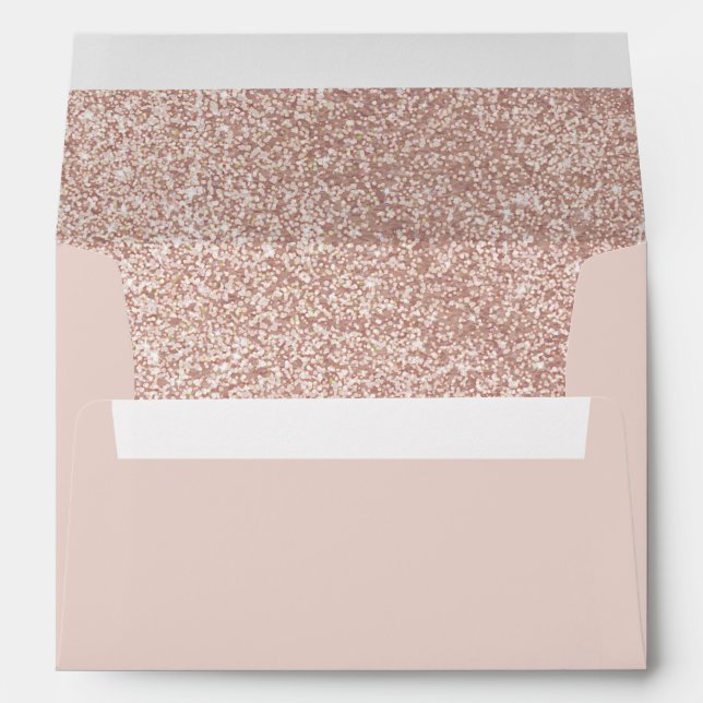 Rose Gold Glitter Blush Pink Return Address Envelope (Back (Bottom))