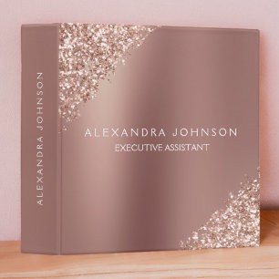 Rose Gold Glitter Blush Pink Sparkle Glitter Binder