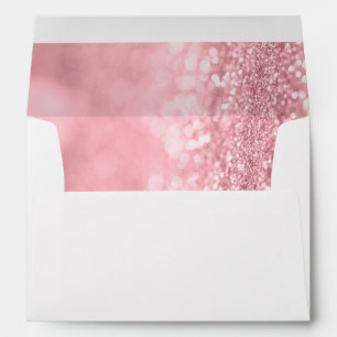 Rose Gold Glitter Bokeh Liner w/ Return Address 4 Envelope