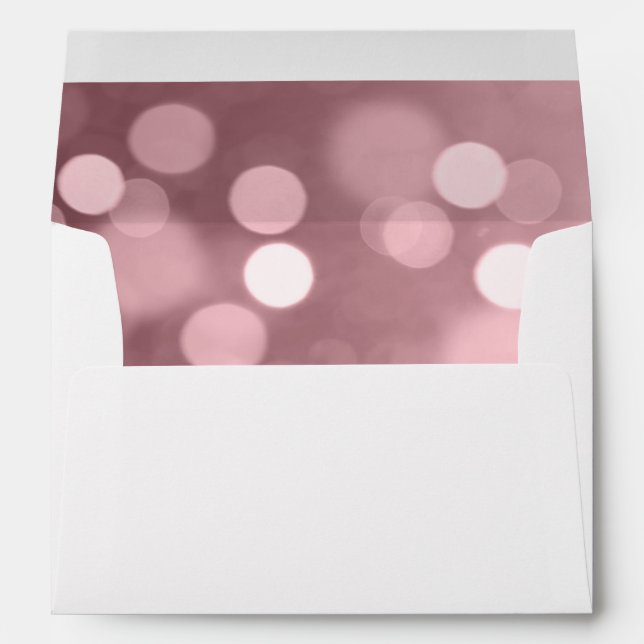 Rose Gold Glitter Bokeh Liner w/ Return Address Envelopes (Back (Bottom))