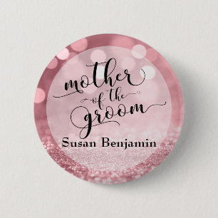 Rose Gold Glitter Bokeh Mother of the Groom Type 2 Inch Round Button