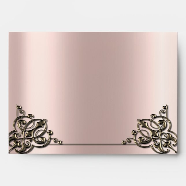  Rose Gold Glitter Bokeh Ombre Rose Gold Frame Envelope (Front)
