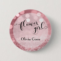 Rose Gold Glitter Bokeh Typography Flower Girl
