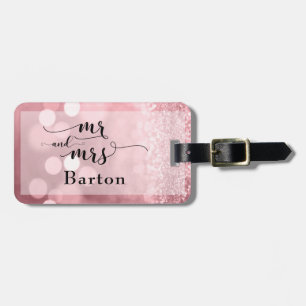 Rose Gold Glitter Bokeh & Typography Luggage Tag
