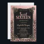 Rose Gold Glitter Border Leopard Sweet 16 Invitation<br><div class="desc">Elegant rose gold glitter ombre,  and border on a leopard print background.</div>