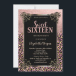 Rose Gold Glitter Border Leopard Sweet 16 Invitation<br><div class="desc">Elegant rose gold glitter ombre,  and border on a leopard print background.</div>