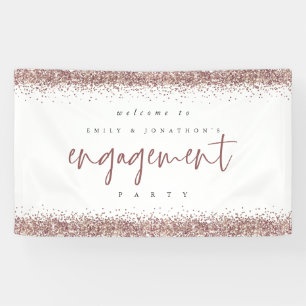 Rose Gold Glitter Borders Welcome Engagement Party Banner
