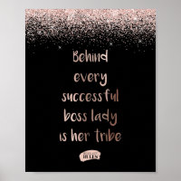 Rose Gold Glitter Boss Lady Motivational Quote