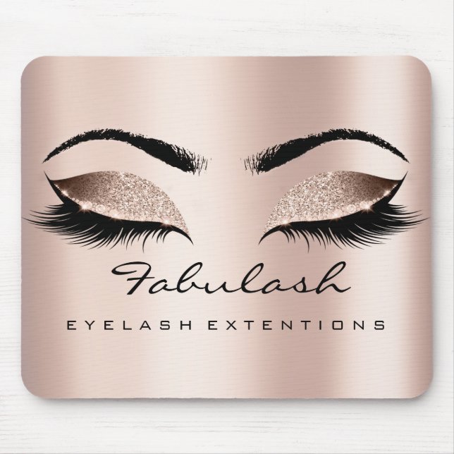 Rose Gold Glitter Branding Beauty Lashes Skinny Mouse Pad (Front)