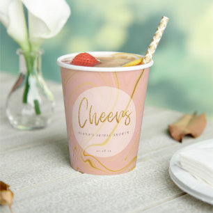 Rose Gold Glitter Bridal Shower Paper Cups