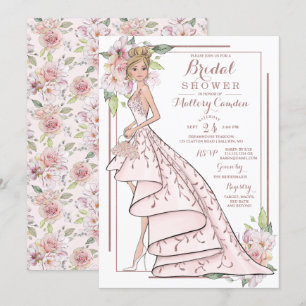 Rose Gold Glitter Bride Bridal Shower Invitation