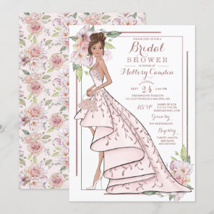 Rose Gold Glitter Bride Bridal Shower Invitation