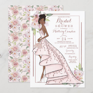 Rose Gold Glitter Bride Bridal Shower Invitation