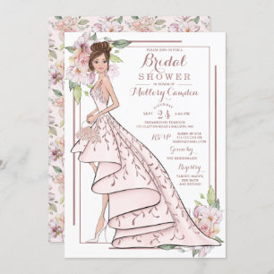 Rose Gold Glitter Bride Bridal Shower Invitation