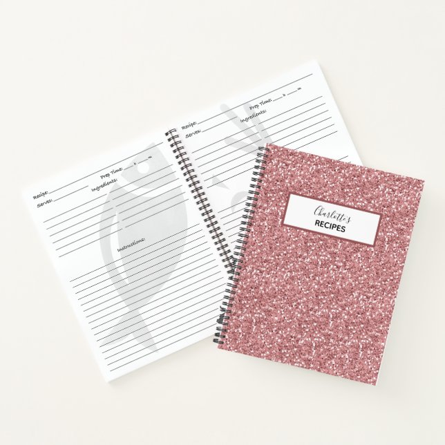 Rose Gold Glitter Bride Bridal Shower Recipe Notebook (Inside)