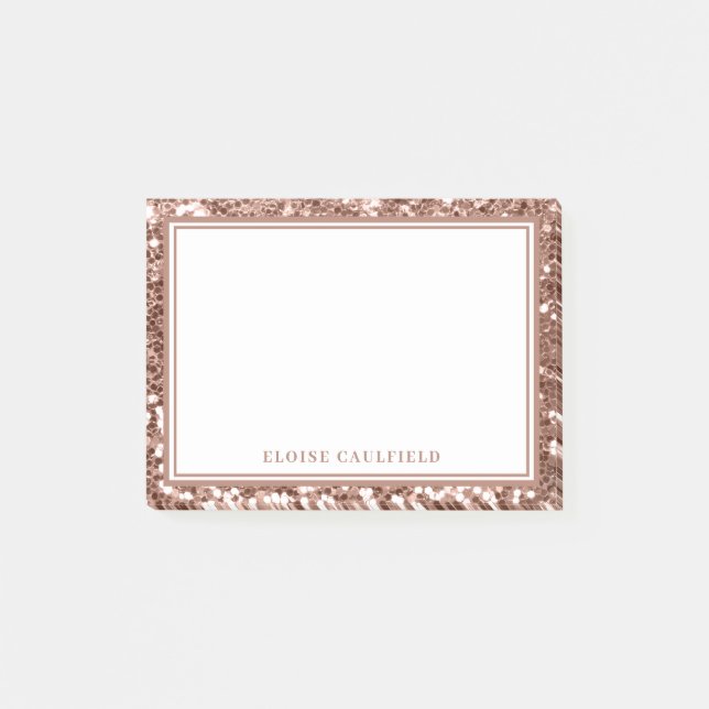 Rose Gold Glitter Bridesmaid Name Favour Post-it Notes (Front)