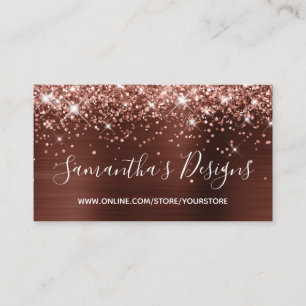 Rose Gold Glitter Brown Foil Online Store Business Card