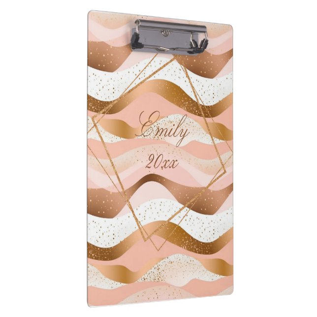 Rose Gold Glitter Brushed Design Clipboard (Right)