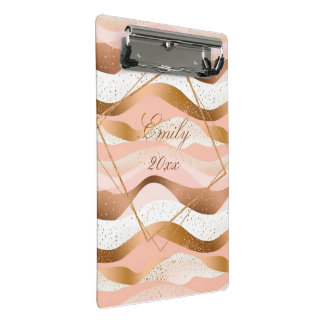 Rose Gold Glitter Brushed Design Mini Clipboard