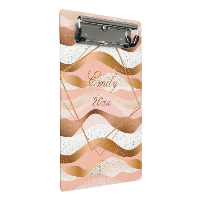Rose Gold Glitter Brushed Design Mini Clipboard (Angled)