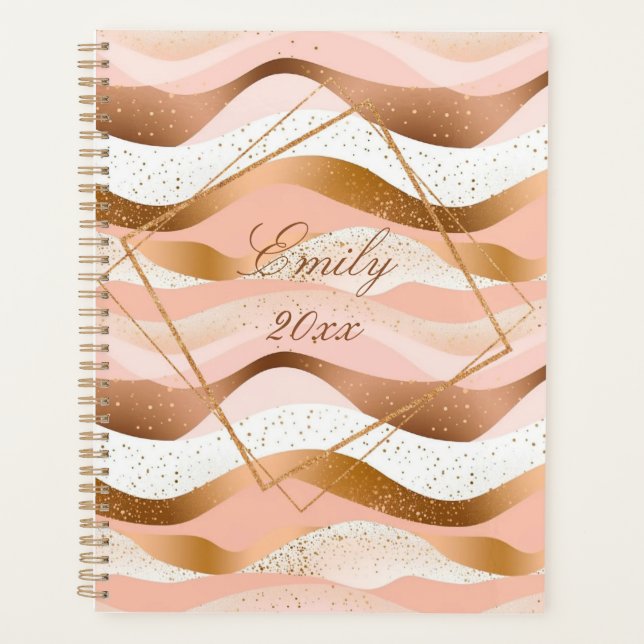 Rose Gold Glitter Brushed Design Planner (Front)