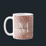 Rose Gold Glitter Brushed Metal Monogram Script Coffee Mug<br><div class="desc">Blush Pink Rose Gold Glitter Sparkle Brushed Metal Girly Script Monogram Coffee Mug</div>