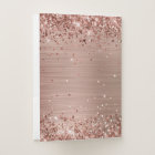 Rose Gold Glitter Brushed Metal Monogram Script